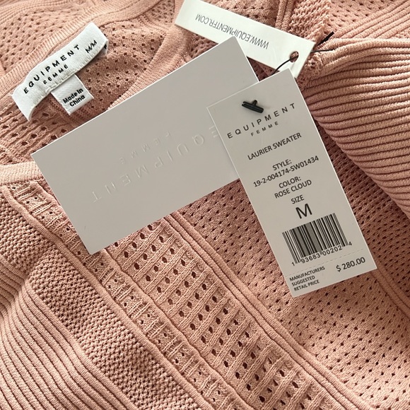 NWT $280 Equipment Laurier Sweater Size M Rose Cloud Knit Fabric Rib - Picture 6 of 10